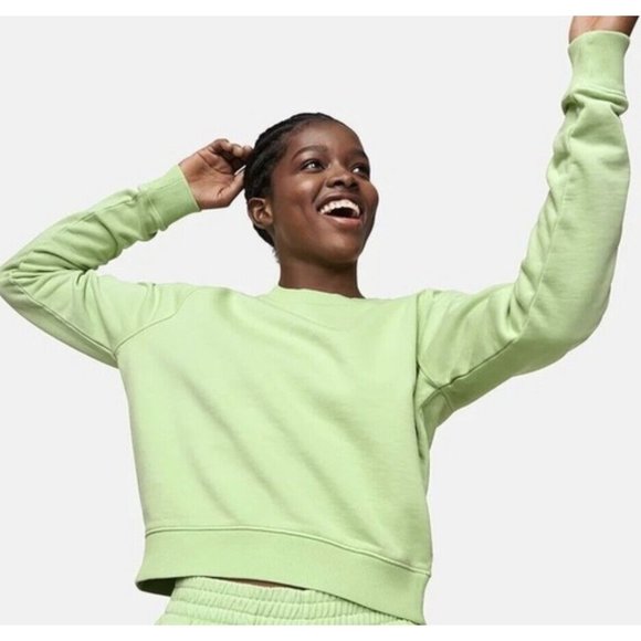 NWT Outdoor Voices Cotton Terry Crew Neck Sweatshirt in Solid Green Womens XS-XL - Picture 3 of 4